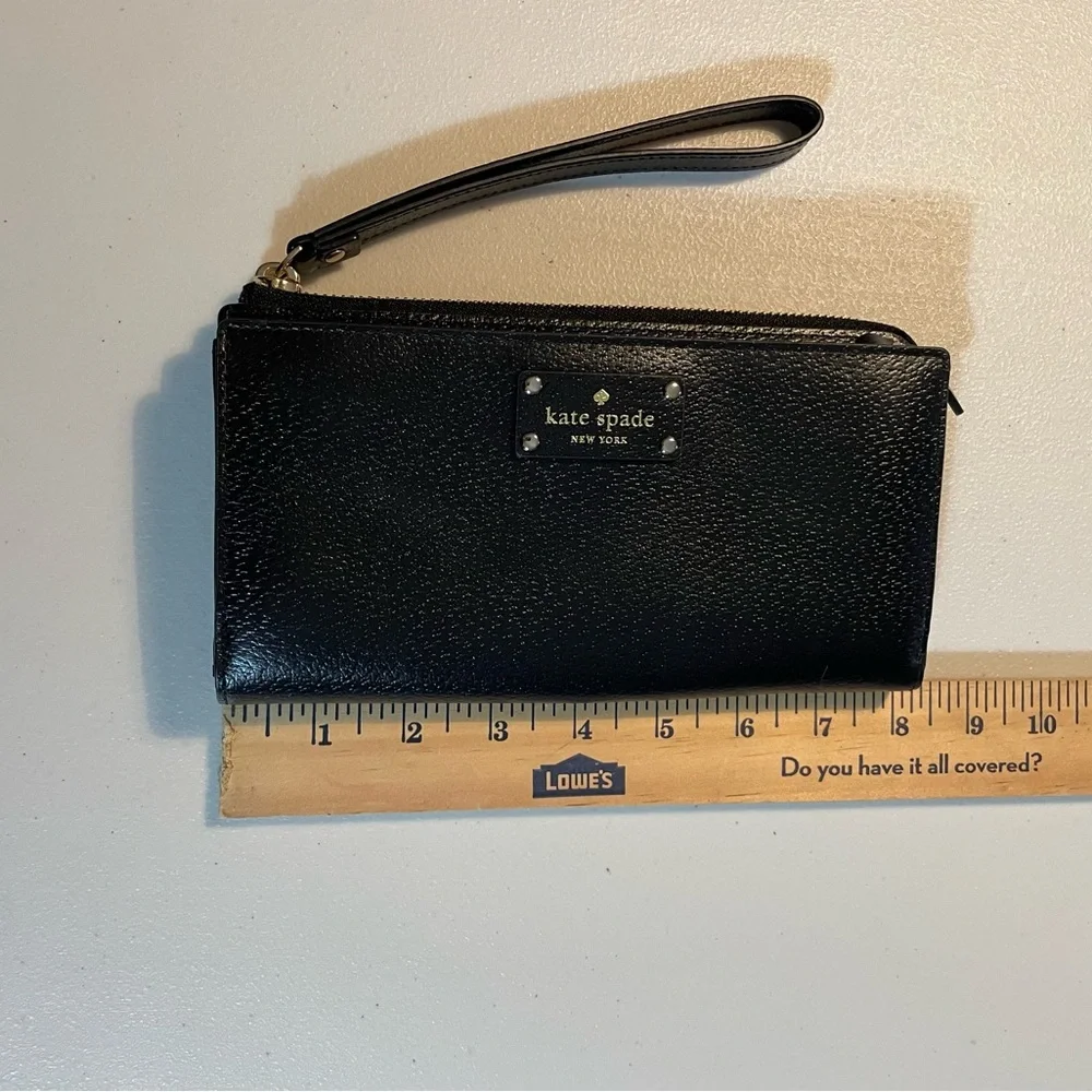 NWT Kate Spade Pebbled Layton Black Leather Wristlet - Picture 6 of 7